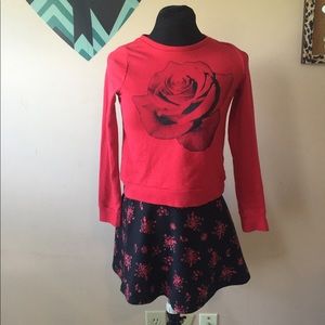 Girls rose skirt and top set